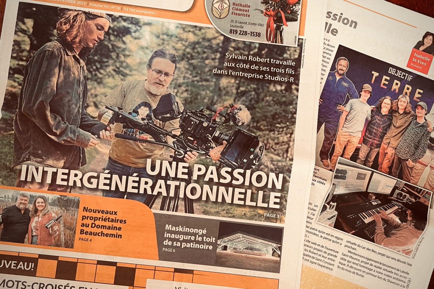 Studios-R fait le front page de l'Écho de Masquinongé!