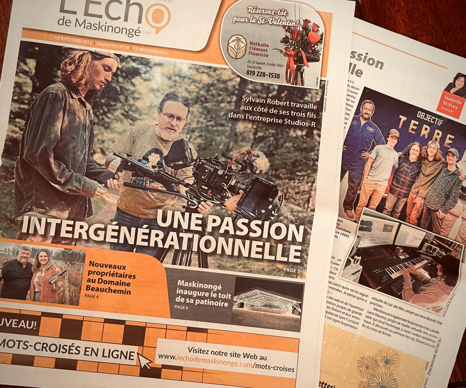 Studios-R fait le front page de l'Écho de Masquinongé!